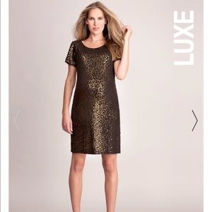 Seraphine Maternity Gold & Black Sequin Dress